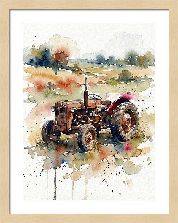 Rustic Tractor In Watercolor