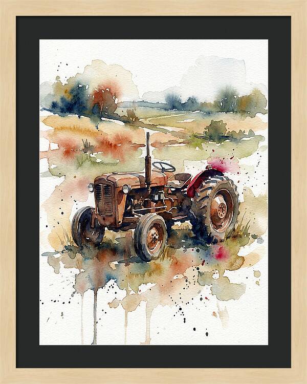 Rustic Tractor In Watercolor