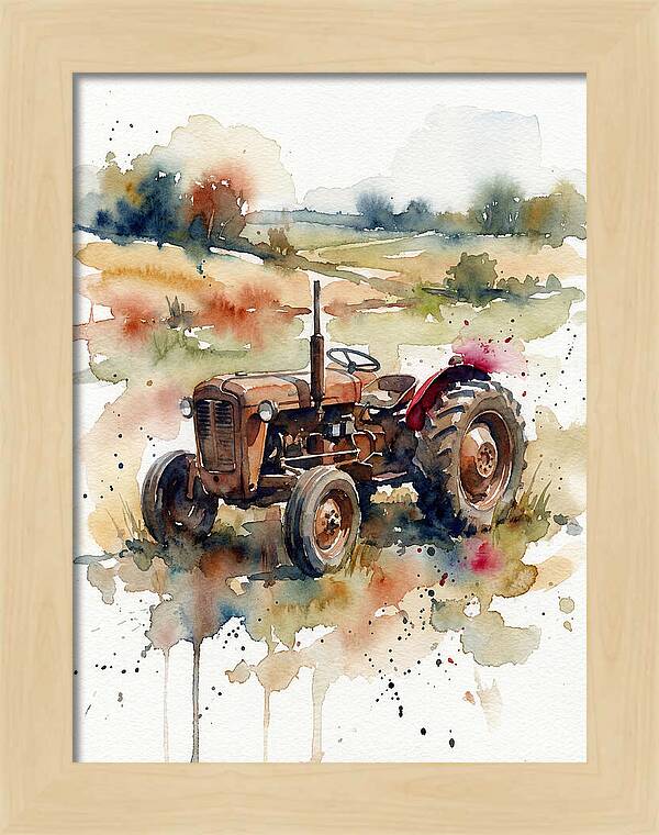 Rustic Tractor In Watercolor