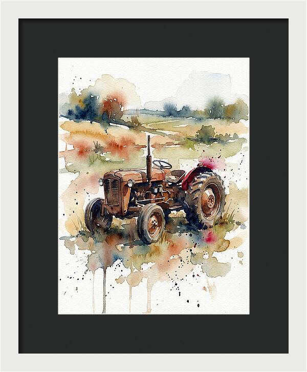 Rustic Tractor In Watercolor