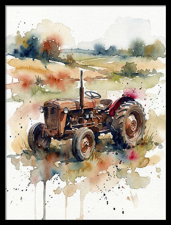 Rustic Tractor In Watercolor