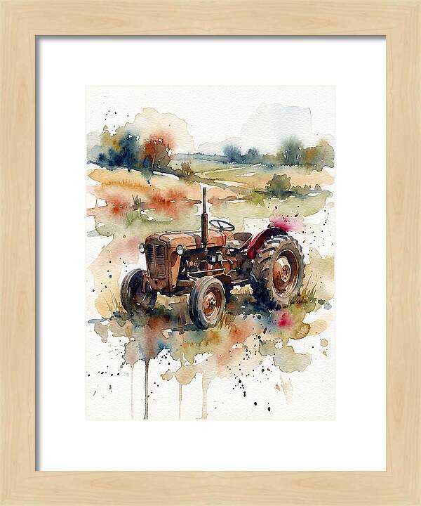 Rustic Tractor In Watercolor