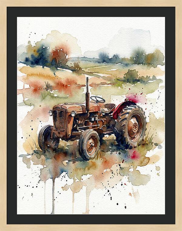 Rustic Tractor In Watercolor