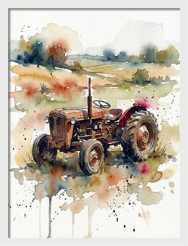 Rustic Tractor In Watercolor