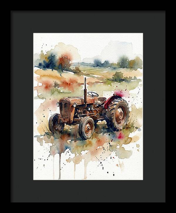 Rustic Tractor In Watercolor
