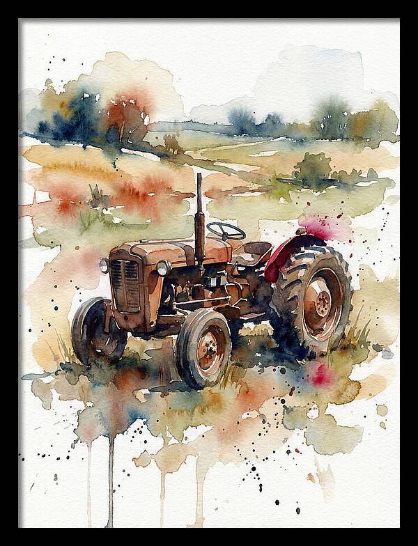 Rustic Tractor In Watercolor