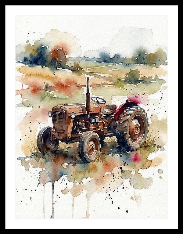 Rustic Tractor In Watercolor