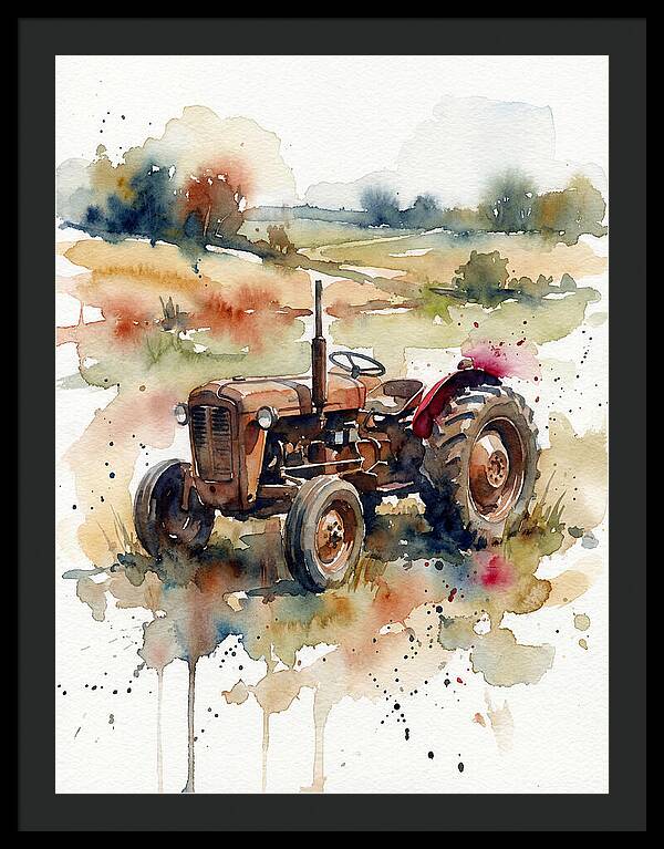 Rustic Tractor In Watercolor