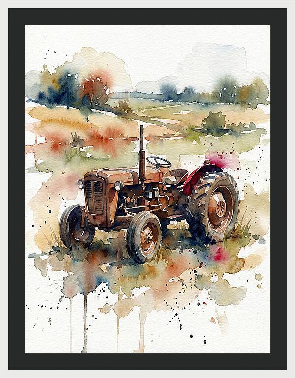 Rustic Tractor In Watercolor