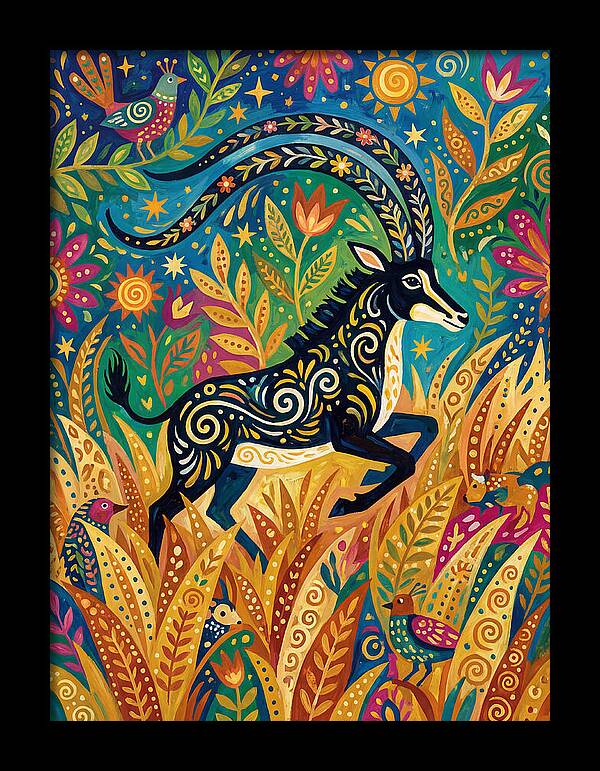 Sable Antelope In Vibrant Nature