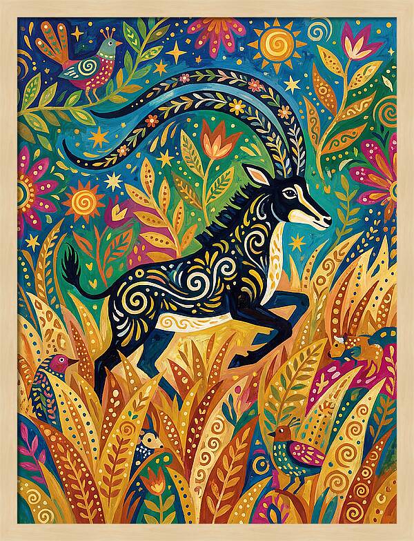 Sable Antelope In Vibrant Nature