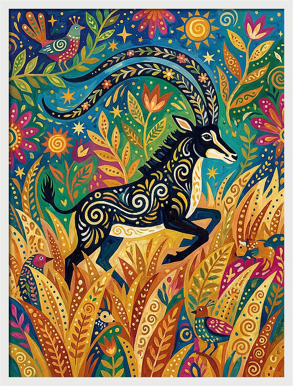 Sable Antelope In Vibrant Nature