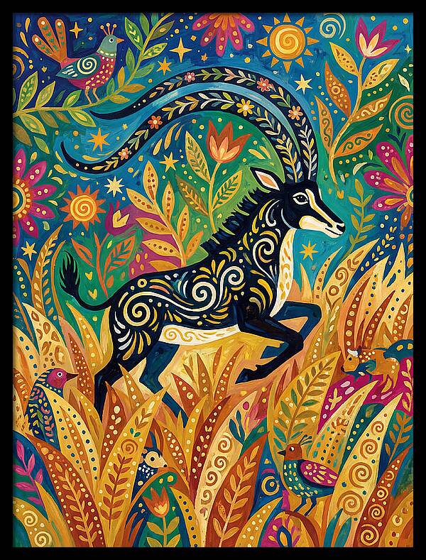 Sable Antelope In Vibrant Nature