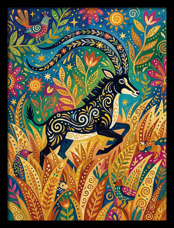 Sable Antelope In Vibrant Nature