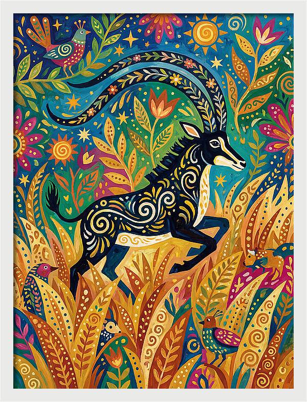 Sable Antelope In Vibrant Nature
