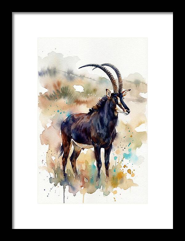 Sable Antelope Watercolor Portrait