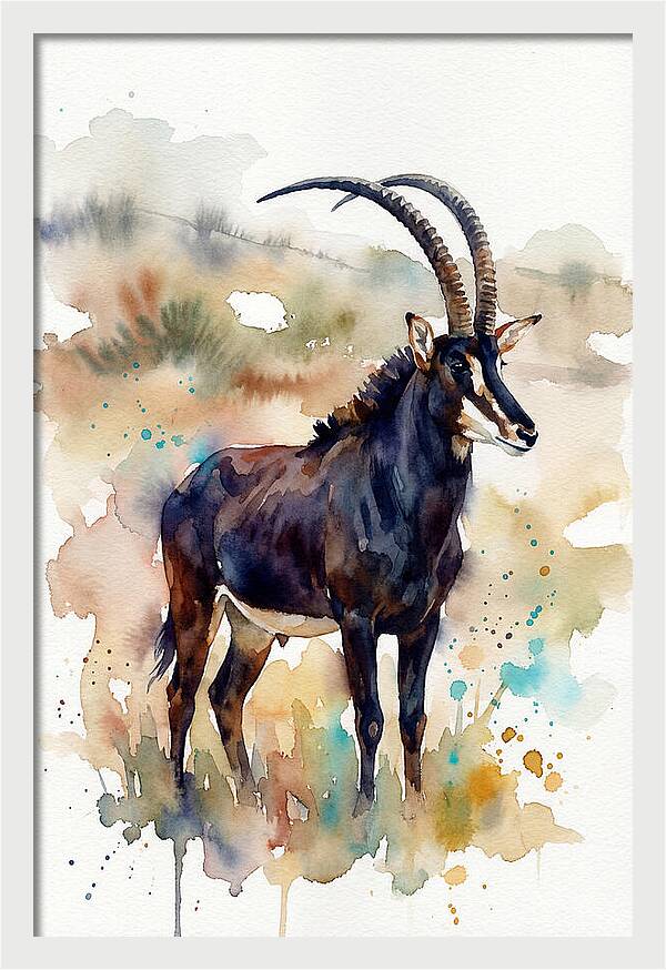 Sable Antelope Watercolor Portrait