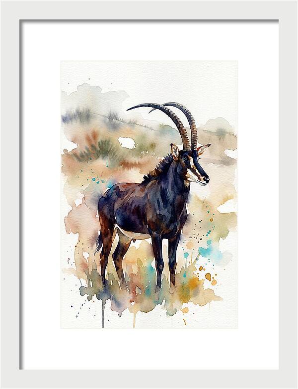 Sable Antelope Watercolor Portrait