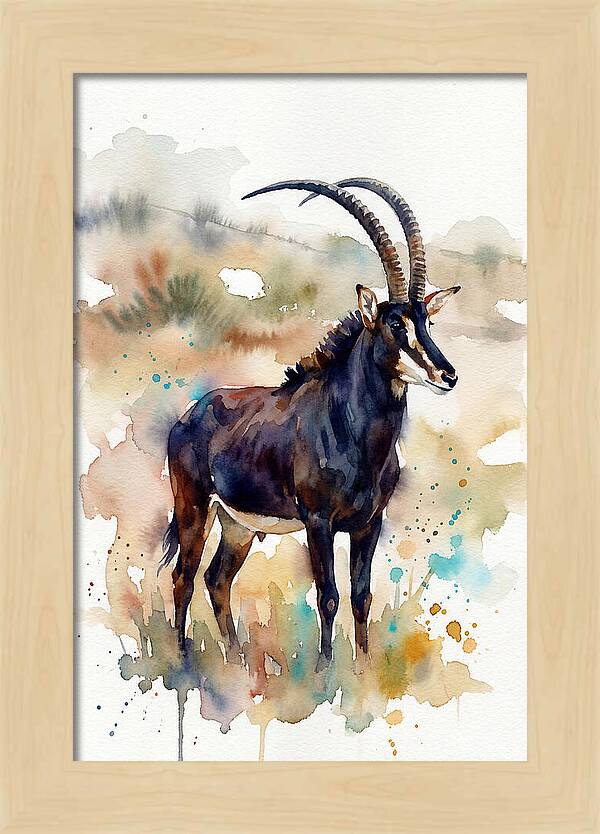 Sable Antelope Watercolor Portrait