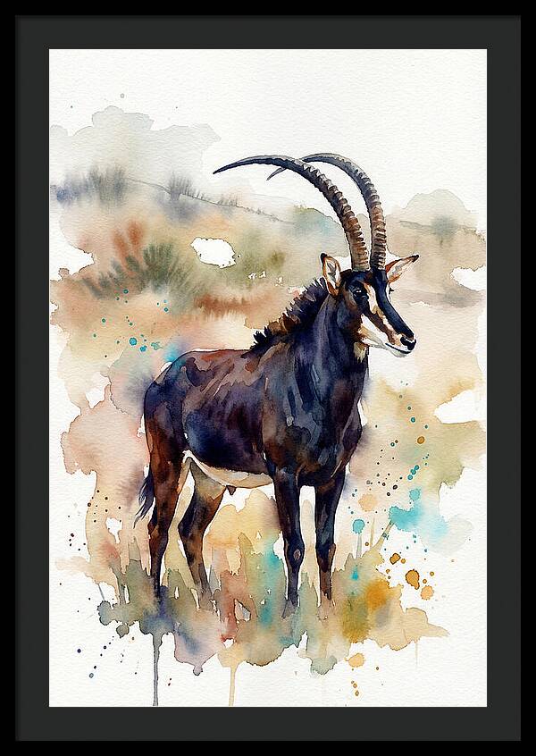 Sable Antelope Watercolor Portrait