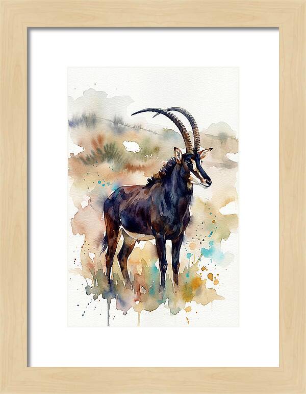 Sable Antelope Watercolor Portrait