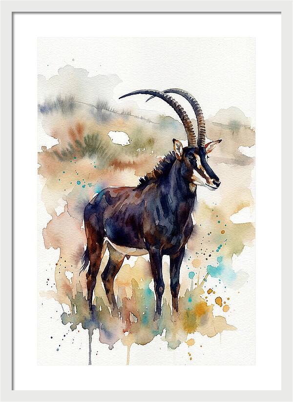 Sable Antelope Watercolor Portrait