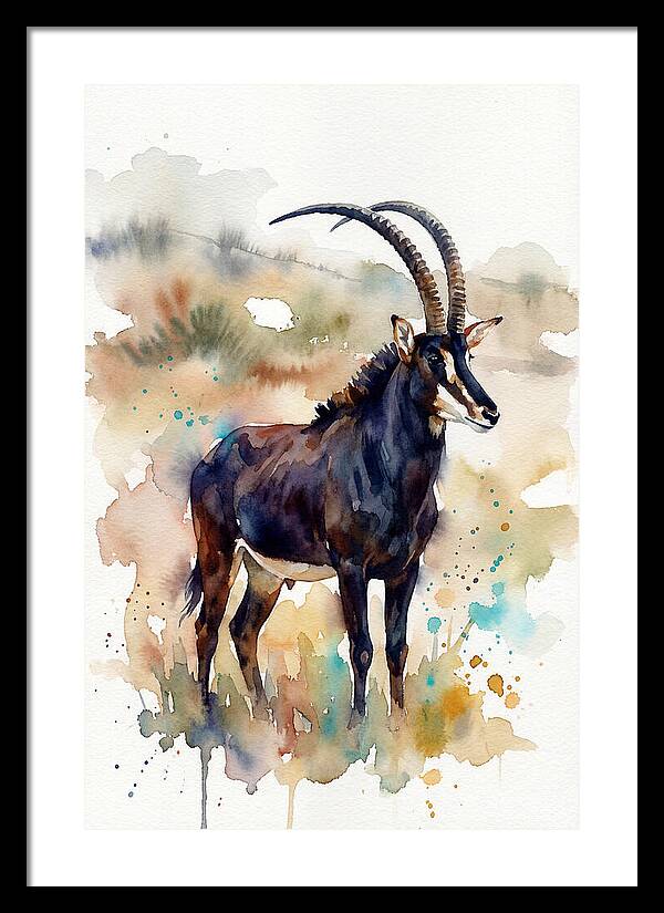 Sable Antelope Watercolor Portrait