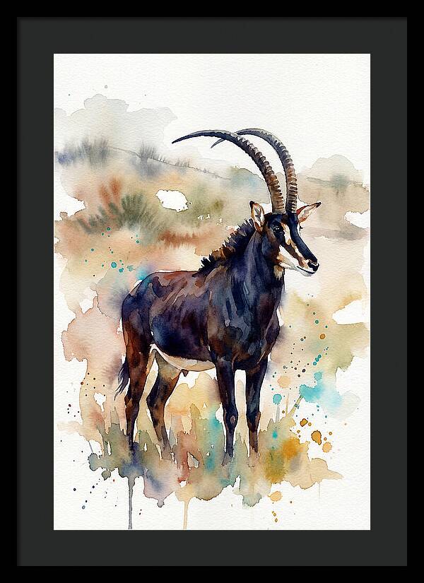 Sable Antelope Watercolor Portrait