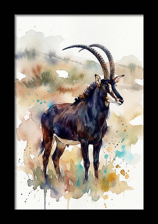 Sable Antelope Watercolor Portrait