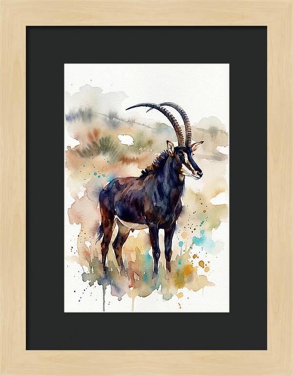 Sable Antelope Watercolor Portrait