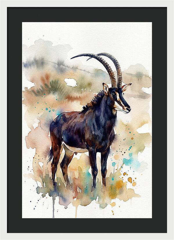 Sable Antelope Watercolor Portrait