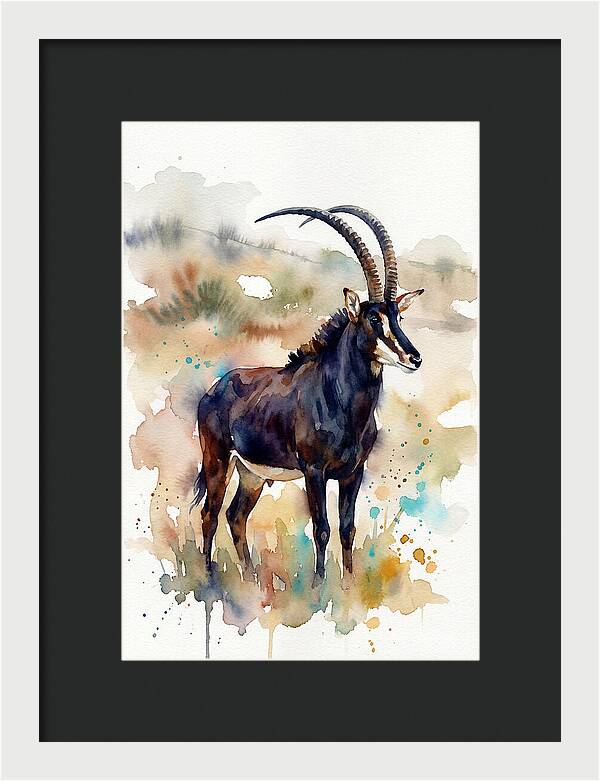 Sable Antelope Watercolor Portrait