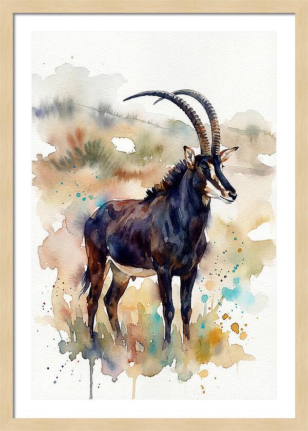 Sable Antelope Watercolor Portrait