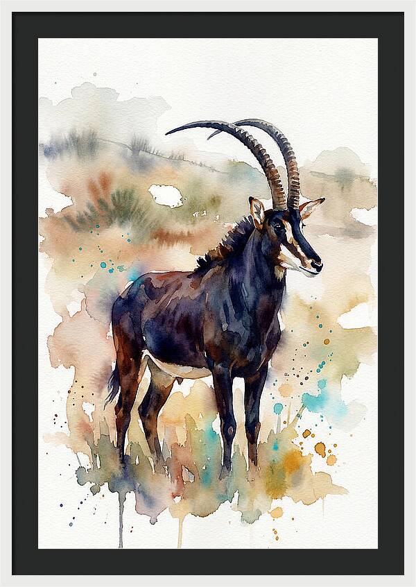 Sable Antelope Watercolor Portrait