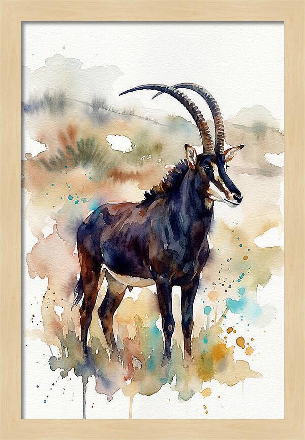 Sable Antelope Watercolor Portrait