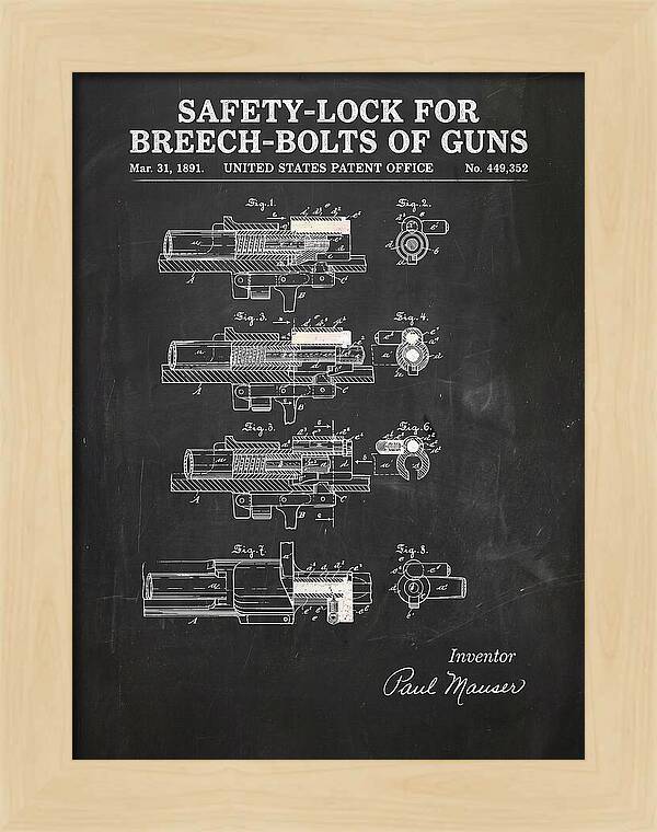 Safety Lock For Breech Bolts Of Guns Mauser Chalkboard Patent Us449352