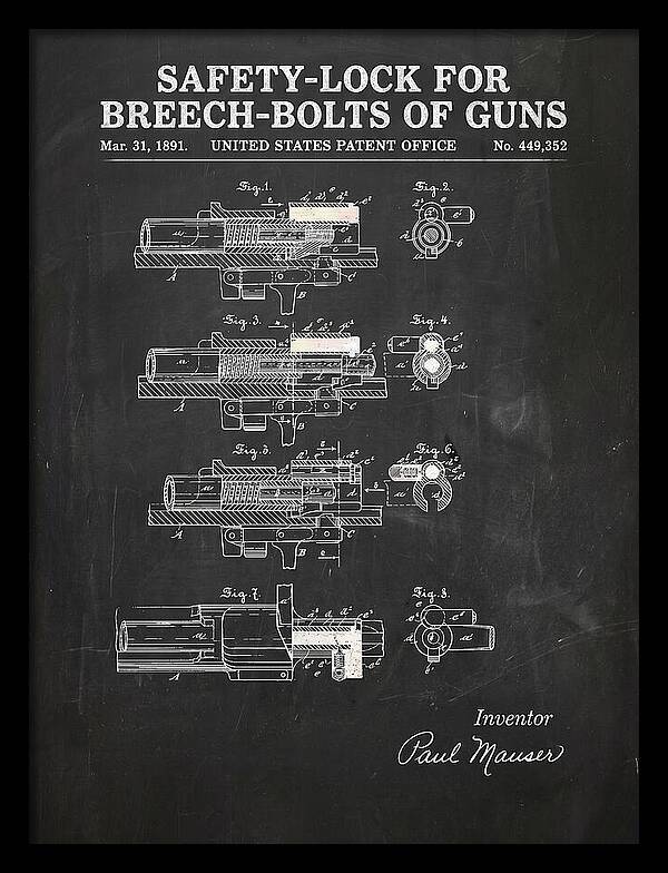 Safety Lock For Breech Bolts Of Guns Mauser Chalkboard Patent Us449352