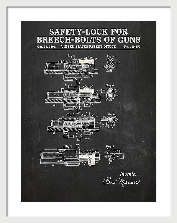 Safety Lock For Breech Bolts Of Guns Mauser Chalkboard Patent Us449352