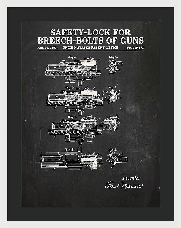 Safety Lock For Breech Bolts Of Guns Mauser Chalkboard Patent Us449352