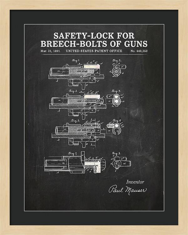 Safety Lock For Breech Bolts Of Guns Mauser Chalkboard Patent Us449352