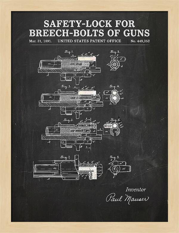 Safety Lock For Breech Bolts Of Guns Mauser Chalkboard Patent Us449352