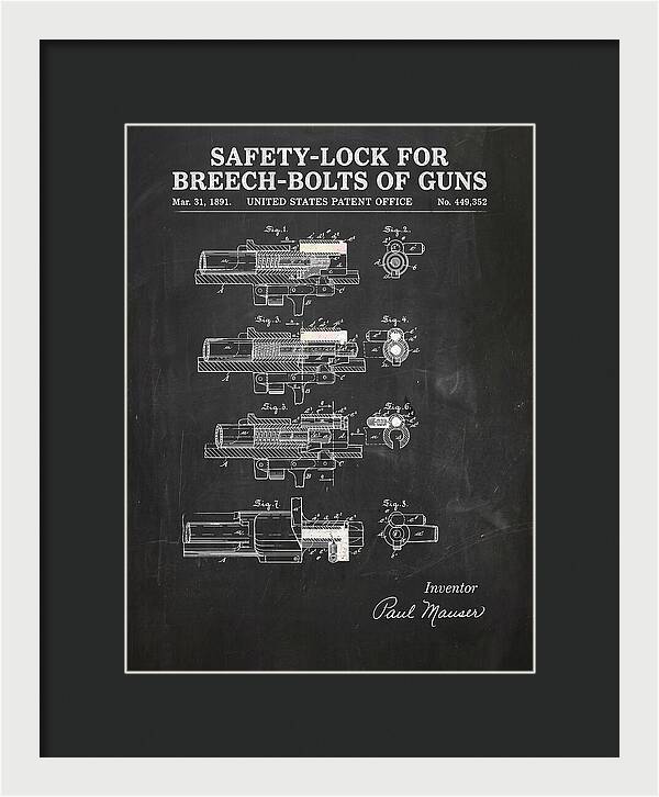 Safety Lock For Breech Bolts Of Guns Mauser Chalkboard Patent Us449352
