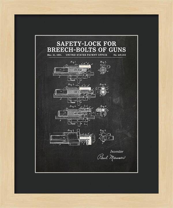 Safety Lock For Breech Bolts Of Guns Mauser Chalkboard Patent Us449352