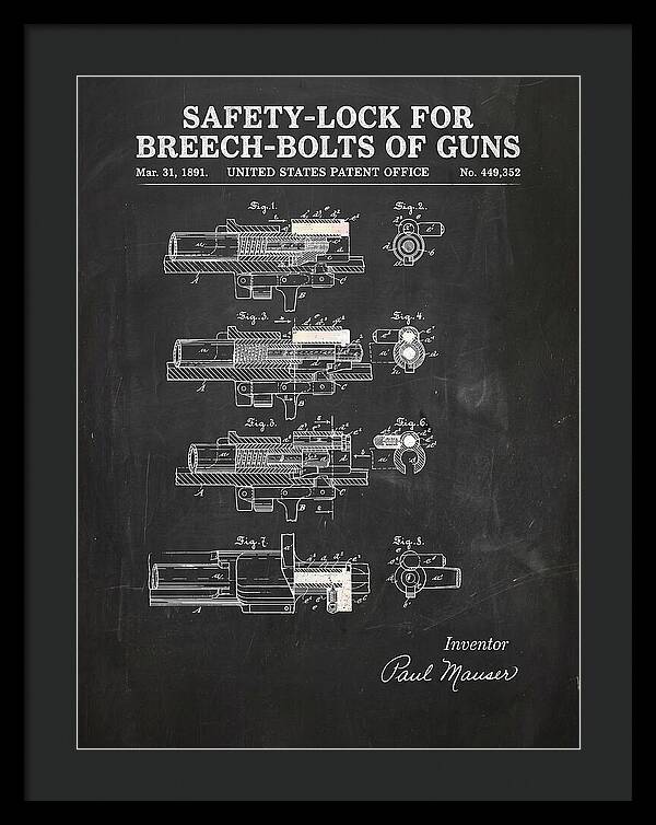 Safety Lock For Breech Bolts Of Guns Mauser Chalkboard Patent Us449352