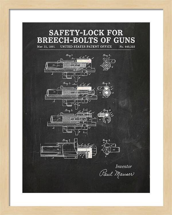 Safety Lock For Breech Bolts Of Guns Mauser Chalkboard Patent Us449352