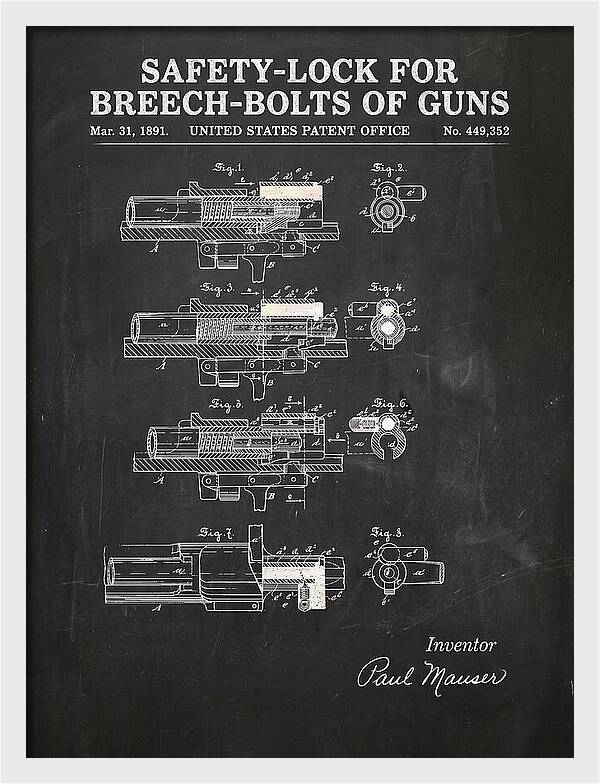 Safety Lock For Breech Bolts Of Guns Mauser Chalkboard Patent Us449352