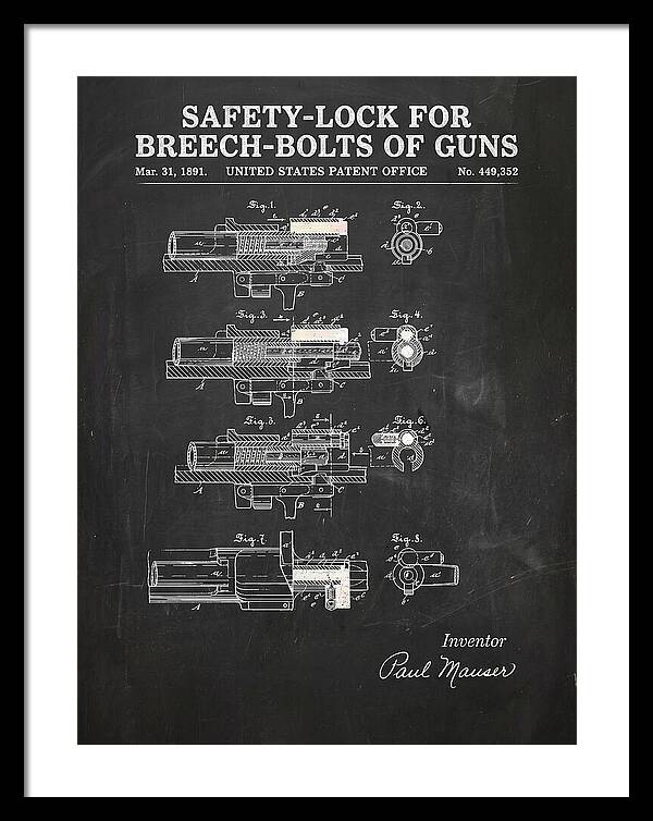 Safety Lock For Breech Bolts Of Guns Mauser Chalkboard Patent Us449352
