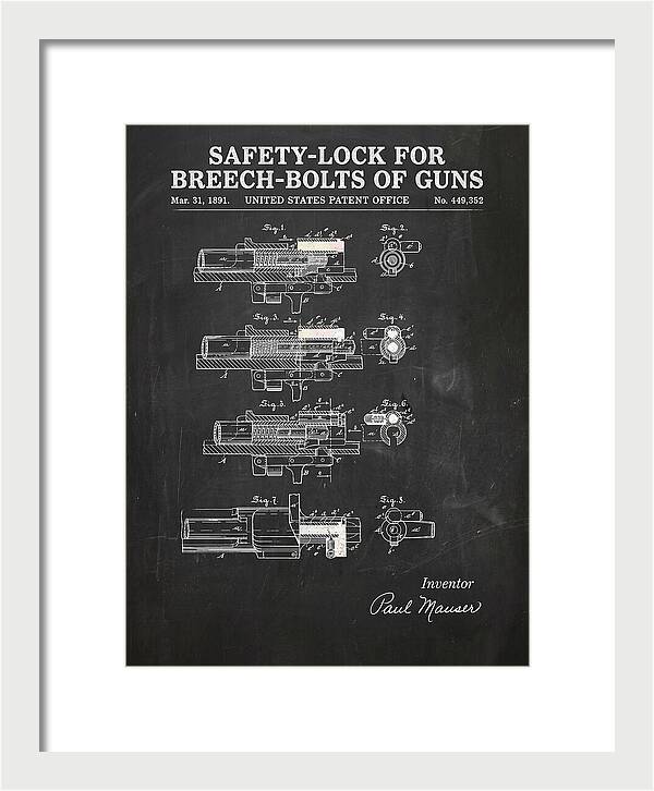 Safety Lock For Breech Bolts Of Guns Mauser Chalkboard Patent Us449352