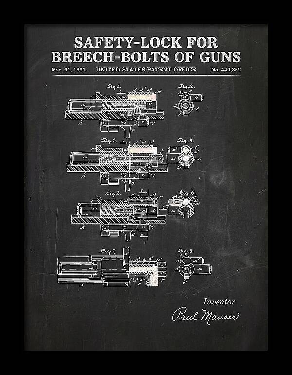 Safety Lock For Breech Bolts Of Guns Mauser Chalkboard Patent Us449352