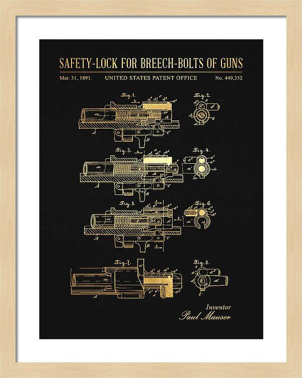 Safety Lock For Breech Bolts Of Guns Mauser Gold Patent Us449352